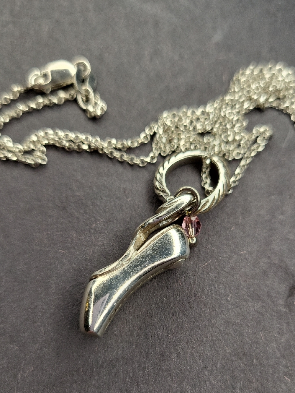 Vintage Ballerina Shoe Pendant Necklace